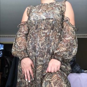 Zara paisley mid-calf cutout dress